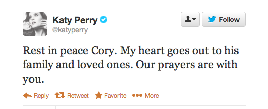 Katy Perry's Reaction to Cory Monteith's Death